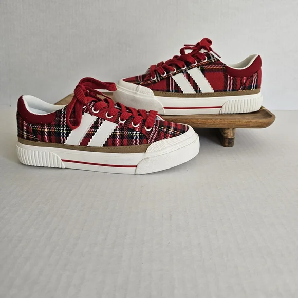 Corkys Thats Her Red Plaid Platform Sneakers Size 7 Lace Up Casual - Picture 5 of 12